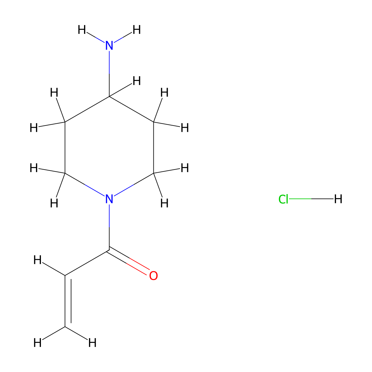 1-(4-Aminopiperidin-1-yl)prop-2-en-1-one hydrochloride molecular structure, CAS 1208943-00-3