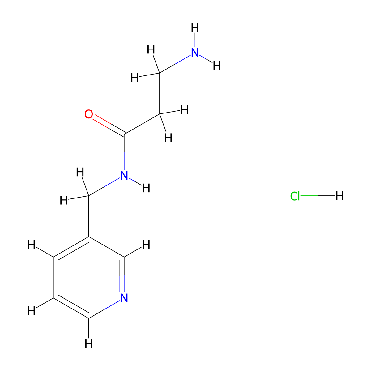 3-amino-N-(pyridin-3-ylmethyl)propanamide hydrochloride molecular structure, CAS 1208947-75-4