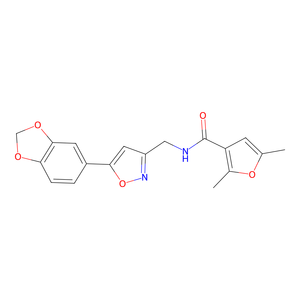 N-((5-(benzo[d][1,3]dioxol-5-yl)isoxazol-3-yl)methyl)-2,5-dimethylfuran-3-carboxamide molecular structure, CAS 1208949-27-2
