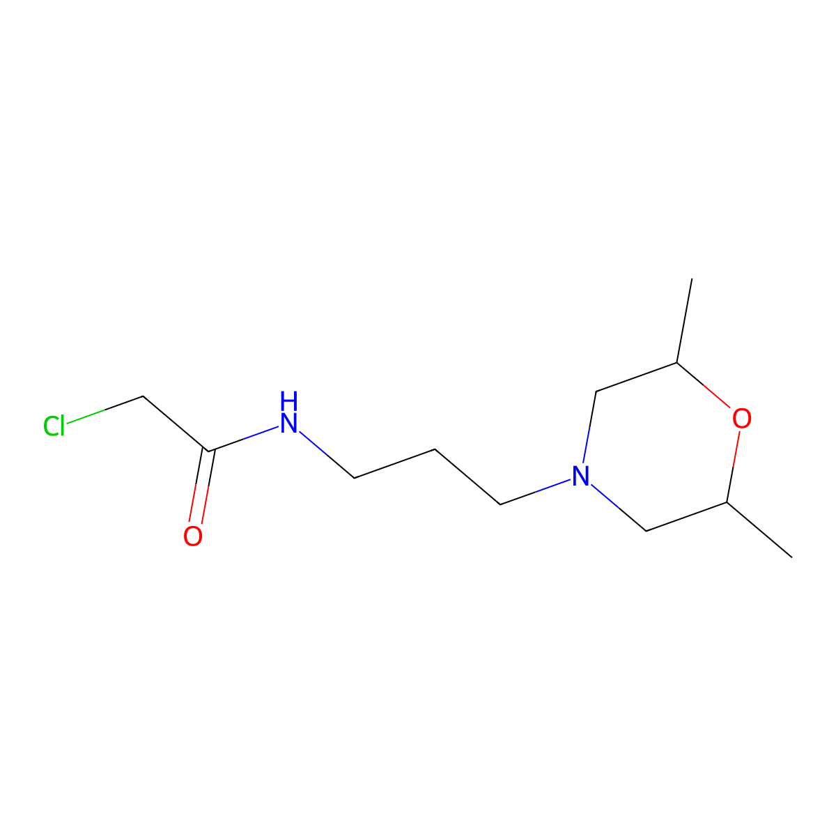 2-chloro-N-[3-(2,6-dimethylmorpholin-4-yl)propyl]acetamide molecular structure, CAS 1208957-38-3