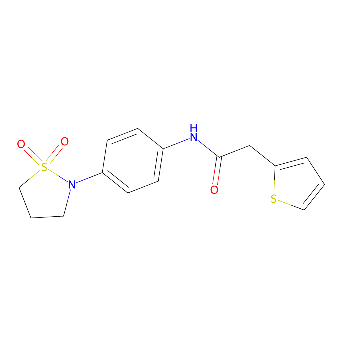 N-(4-(1,1-dioxidoisothiazolidin-2-yl)phenyl)-2-(thiophen-2-yl)acetamide molecular structure, CAS 1208961-81-2