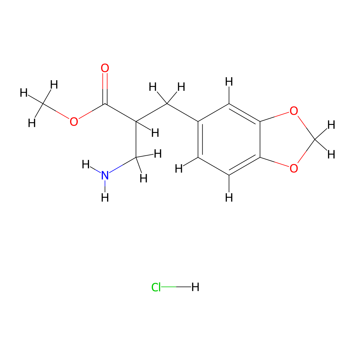 methyl 3-amino-2-(2H-1,3-benzodioxol-5-ylmethyl)propanoate hydrochloride molecular structure, CAS 1208967-17-2