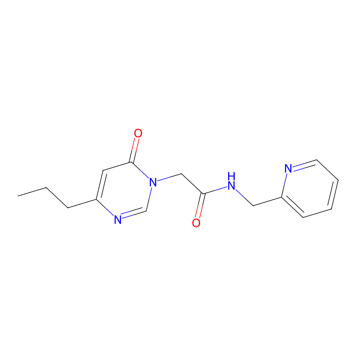 2-(6-oxo-4-propylpyrimidin-1(6H)-yl)-N-(pyridin-2-ylmethyl)acetamide molecular structure, CAS 1208967-38-7