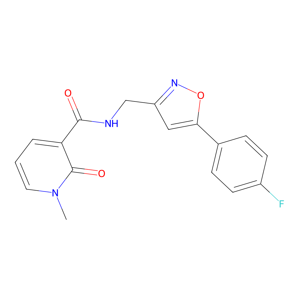 N-((5-(4-fluorophenyl)isoxazol-3-yl)methyl)-1-methyl-2-oxo-1,2-dihydropyridine-3-carboxamide molecular structure, CAS 1208970-57-3