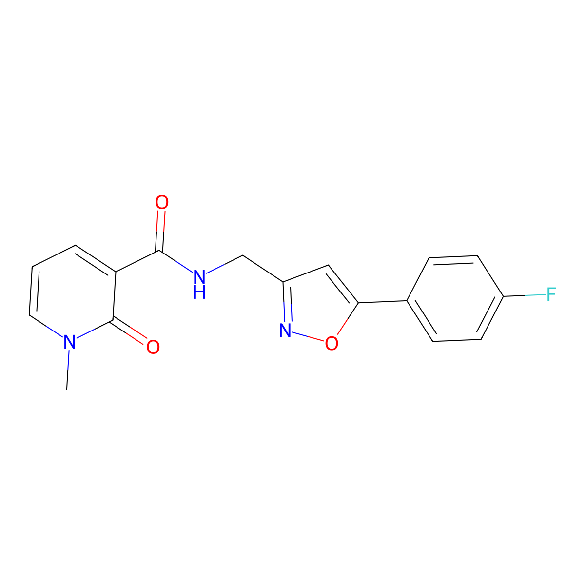 N-((5-(4-fluorophenyl)isoxazol-3-yl)methyl)-1-methyl-2-oxo-1,2-dihydropyridine-3-carboxamide molecular structure, CAS 1208970-57-3