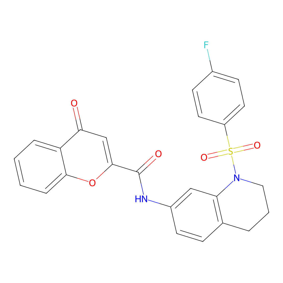 N-[1-(4-fluorobenzenesulfonyl)-1,2,3,4-tetrahydroquinolin-7-yl]-4-oxo-4H-chromene-2-carboxamide molecular structure, CAS 1208974-53-1