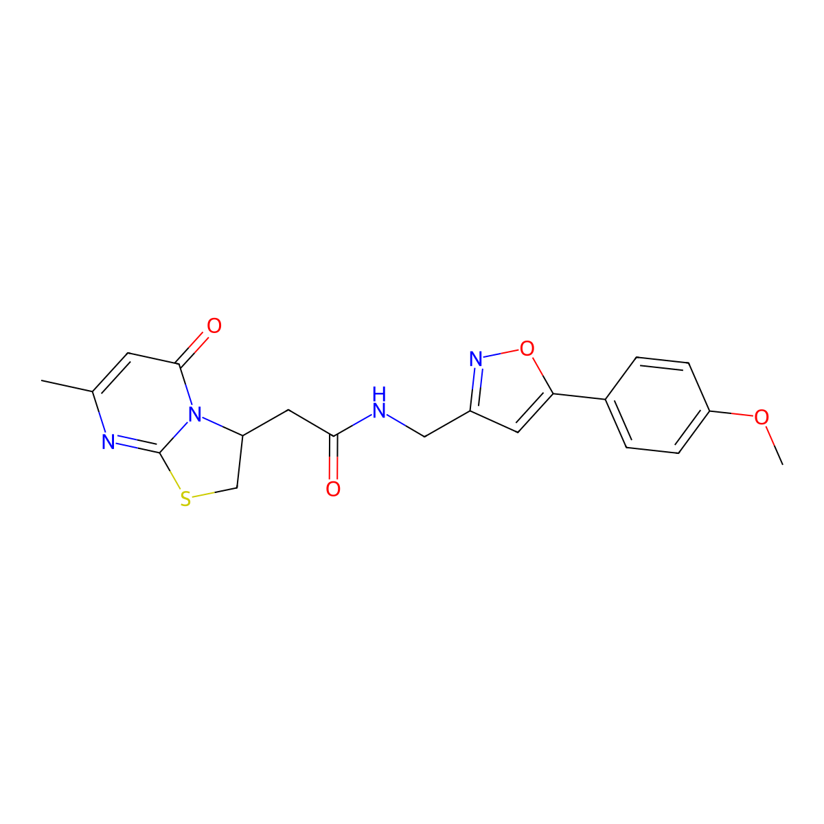 N-((5-(4-methoxyphenyl)isoxazol-3-yl)methyl)-2-(7-methyl-5-oxo-3,5-dihydro-2H-thiazolo[3,2-a]pyrimidin-3-yl)acetamide molecular structure, CAS 1208976-53-7