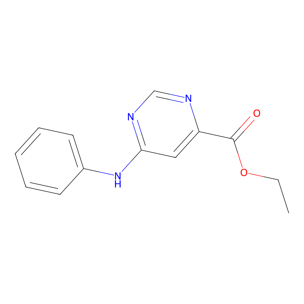 Ethyl 6-(phenylamino)pyrimidine-4-carboxylate molecular structure, CAS 1208980-88-4