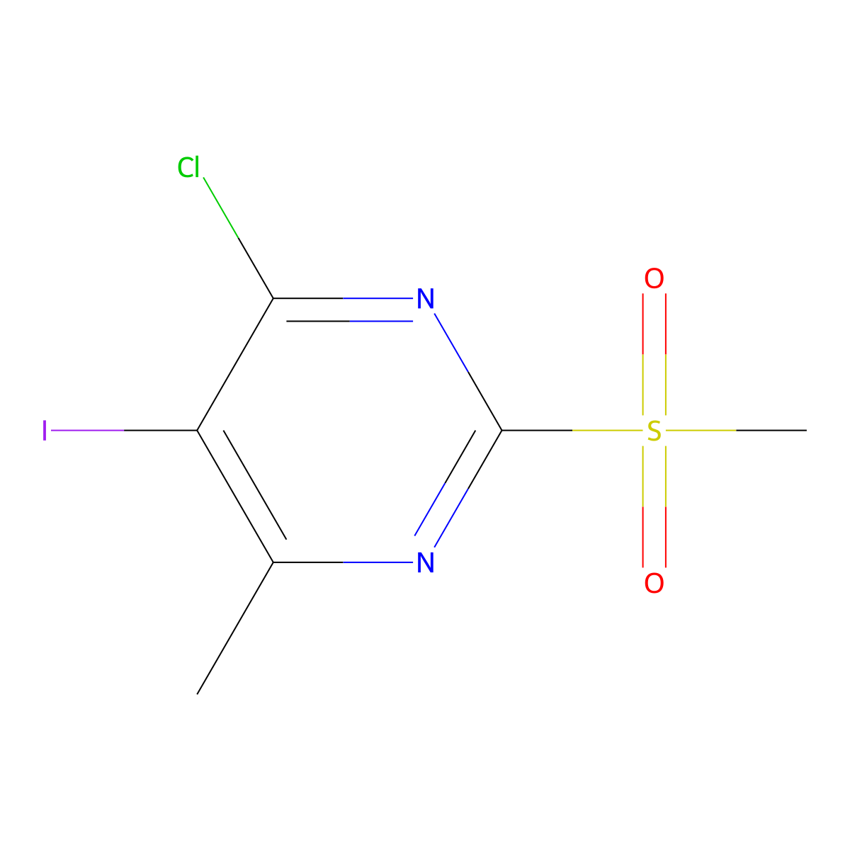4-Chloro-5-iodo-2-methanesulfonyl-6-methylpyrimidine molecular structure, CAS 1208987-79-4