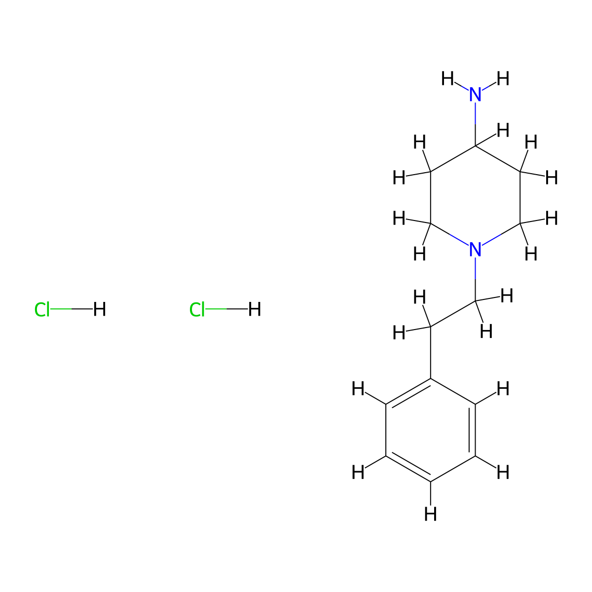 1-(2-Phenylethyl)-4-piperidinamine dihydrochloride molecular structure, CAS 1209-04-7