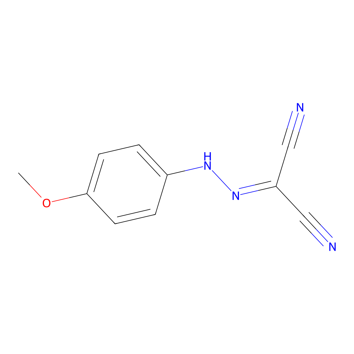 2-(2-(4-Methoxyphenyl)hydrazinylidene)propanedinitrile molecular structure, CAS 1209-14-9