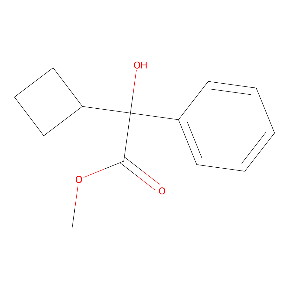 Methyl cyclobutyl(hydroxy)phenylacetate molecular structure, CAS 1209-31-0