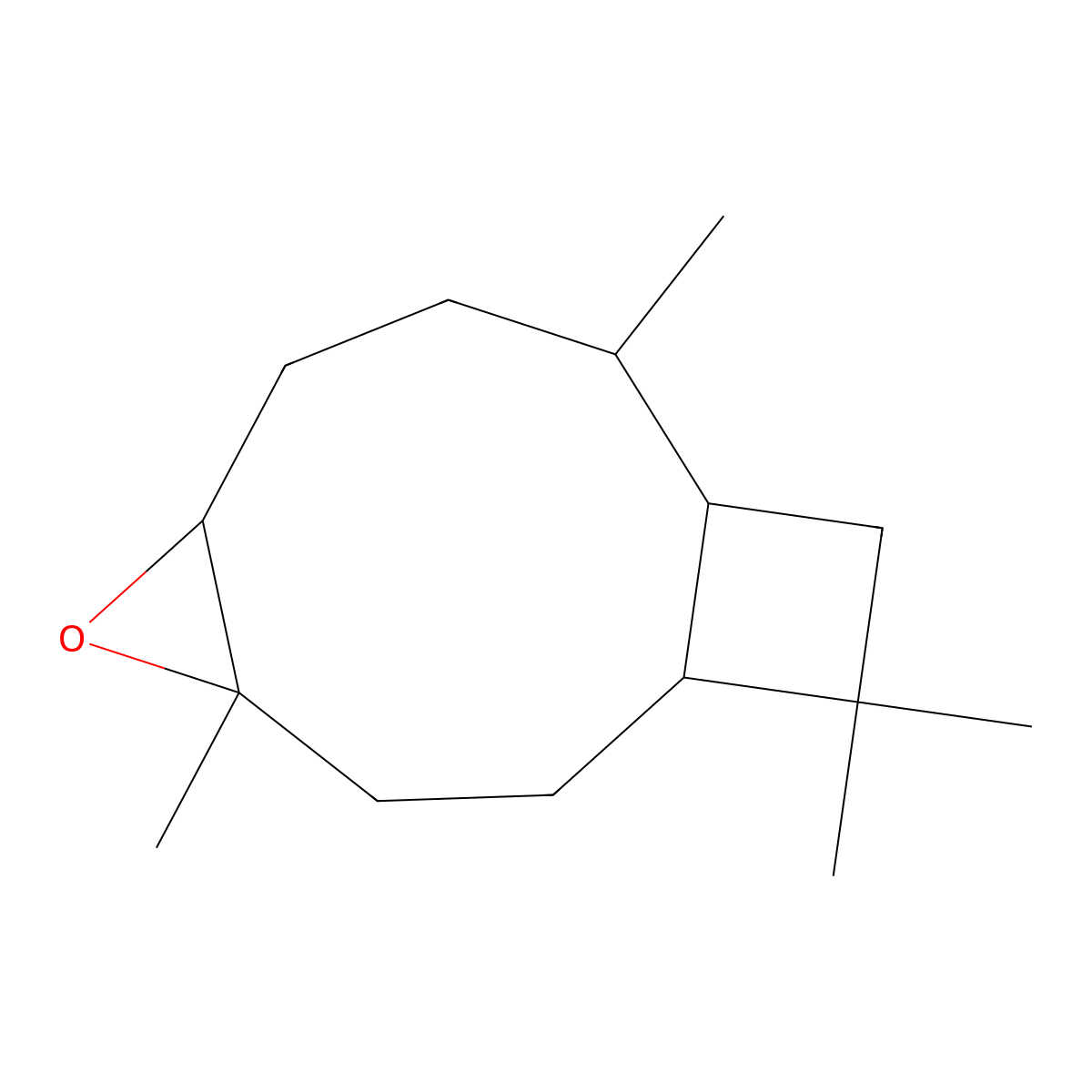 4,9,12,12-Tetramethyl-5-oxatricyclo(8.2.0.04,6)dodecane molecular structure, CAS 1209-61-6