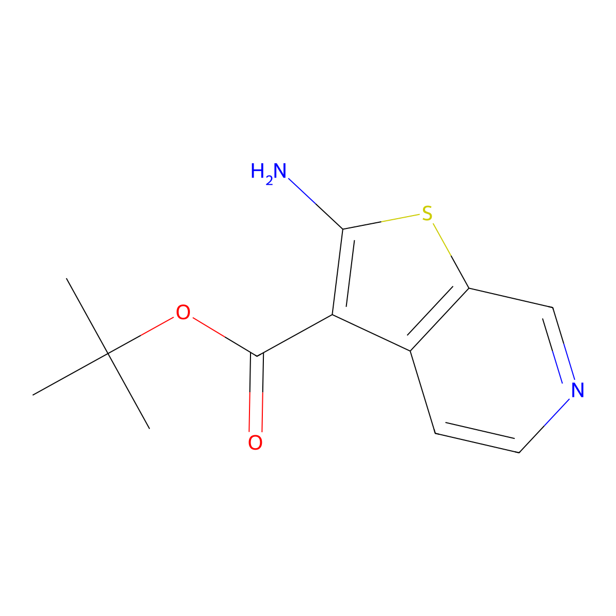 Tert-butyl 2-aminothieno[2,3-c]pyridine-3-carboxylate molecular structure, CAS 1209007-30-6