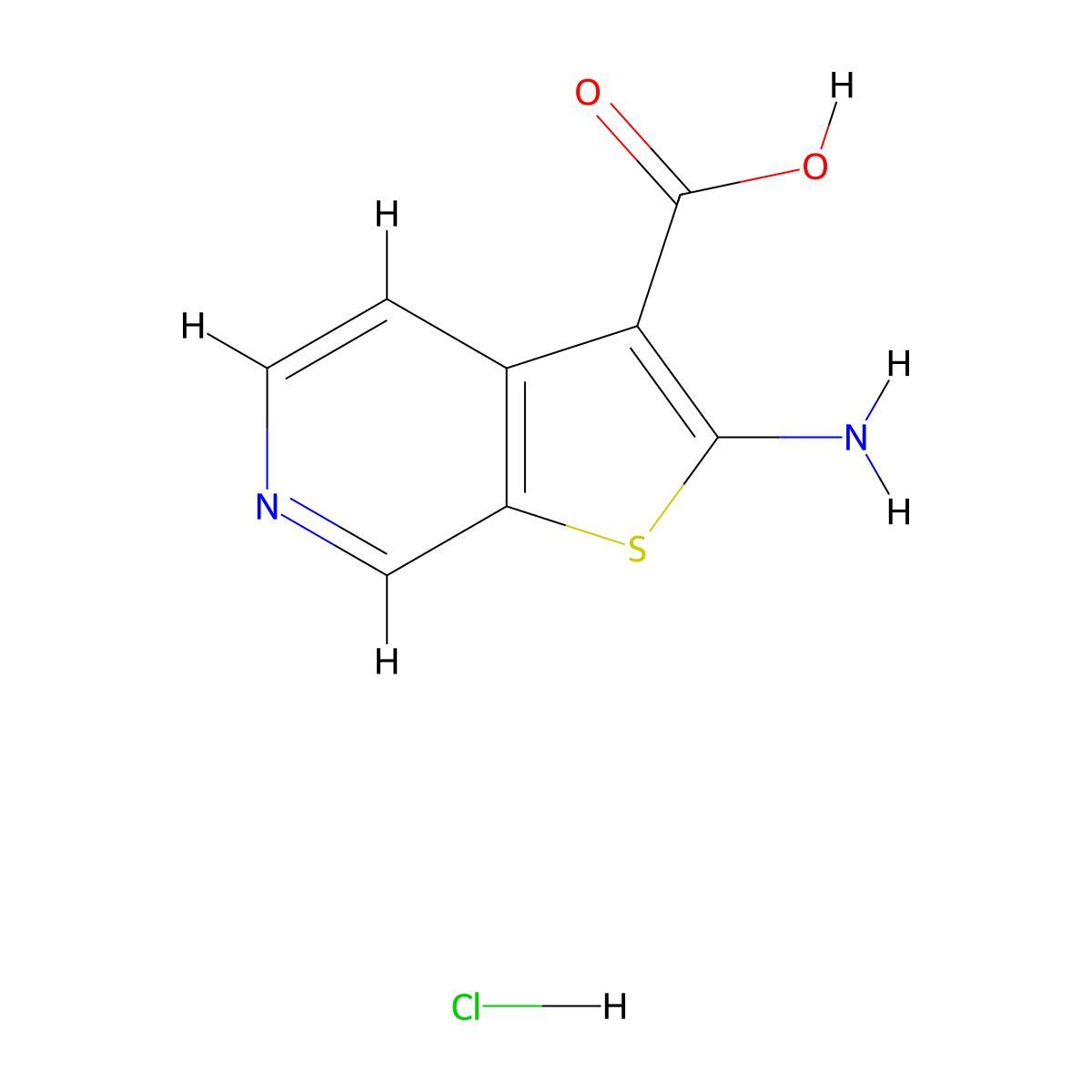 2-Aminothieno(2,3-c)pyridine-3-carboxylic acid hydrochloride molecular structure, CAS 1209007-31-7