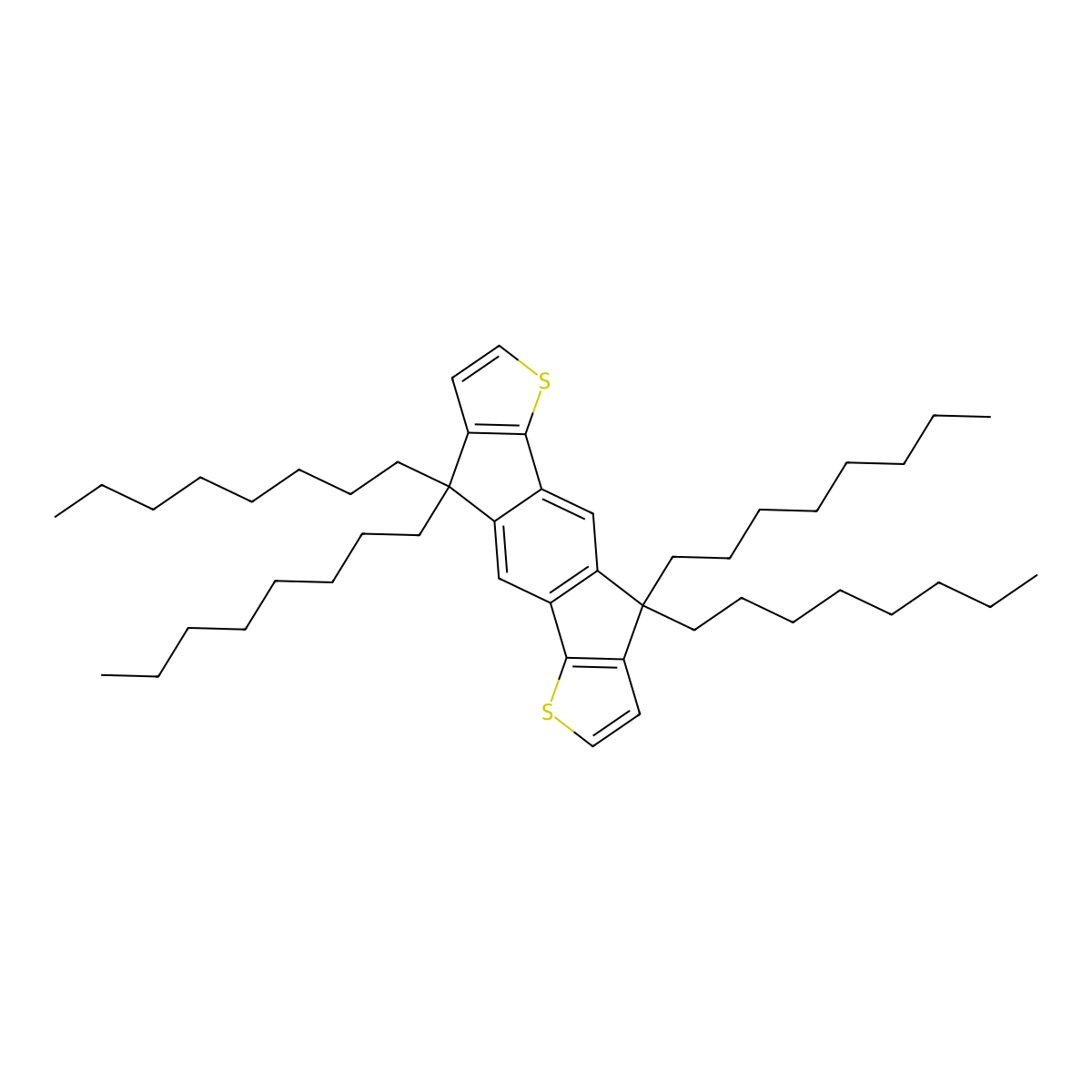 4,4,9,9-Tetraoctyl-4,9-dihydro-s-indaceno[1,2-b:5,6-b']dithiophene molecular structure, CAS 1209012-32-7