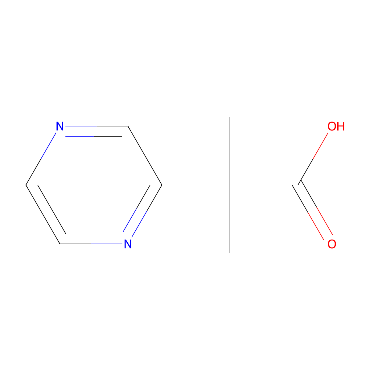 2-Methyl-2-(pyrazin-2-yl)propanoic acid molecular structure, CAS 1209049-55-7