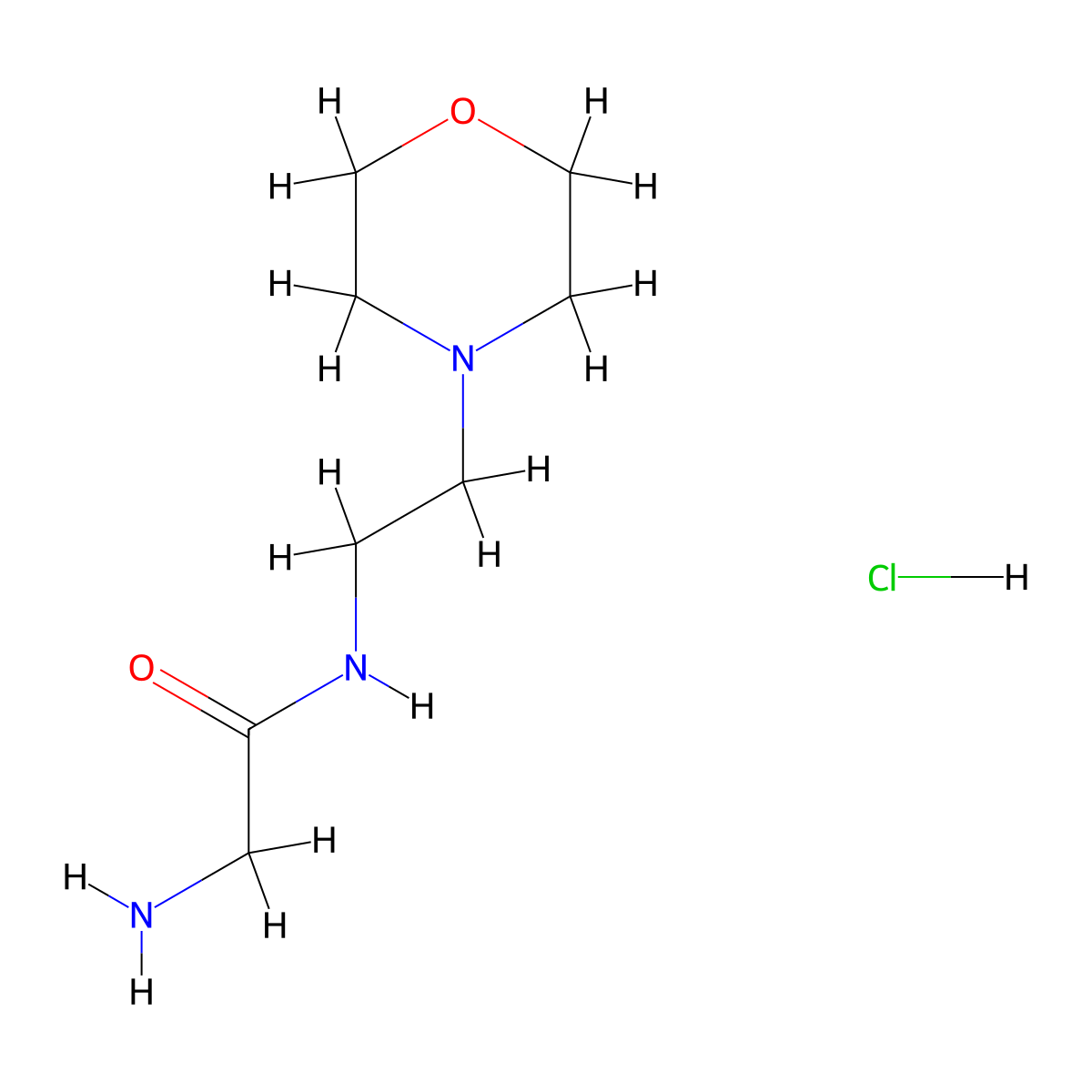 2-amino-N-[2-(morpholin-4-yl)ethyl]acetamide hydrochloride molecular structure, CAS 1209052-09-4