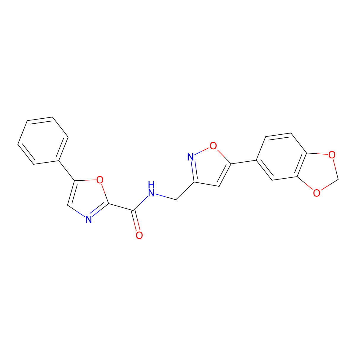 N-((5-(benzo[d][1,3]dioxol-5-yl)isoxazol-3-yl)methyl)-5-phenyloxazole-2-carboxamide molecular structure, CAS 1209052-49-2