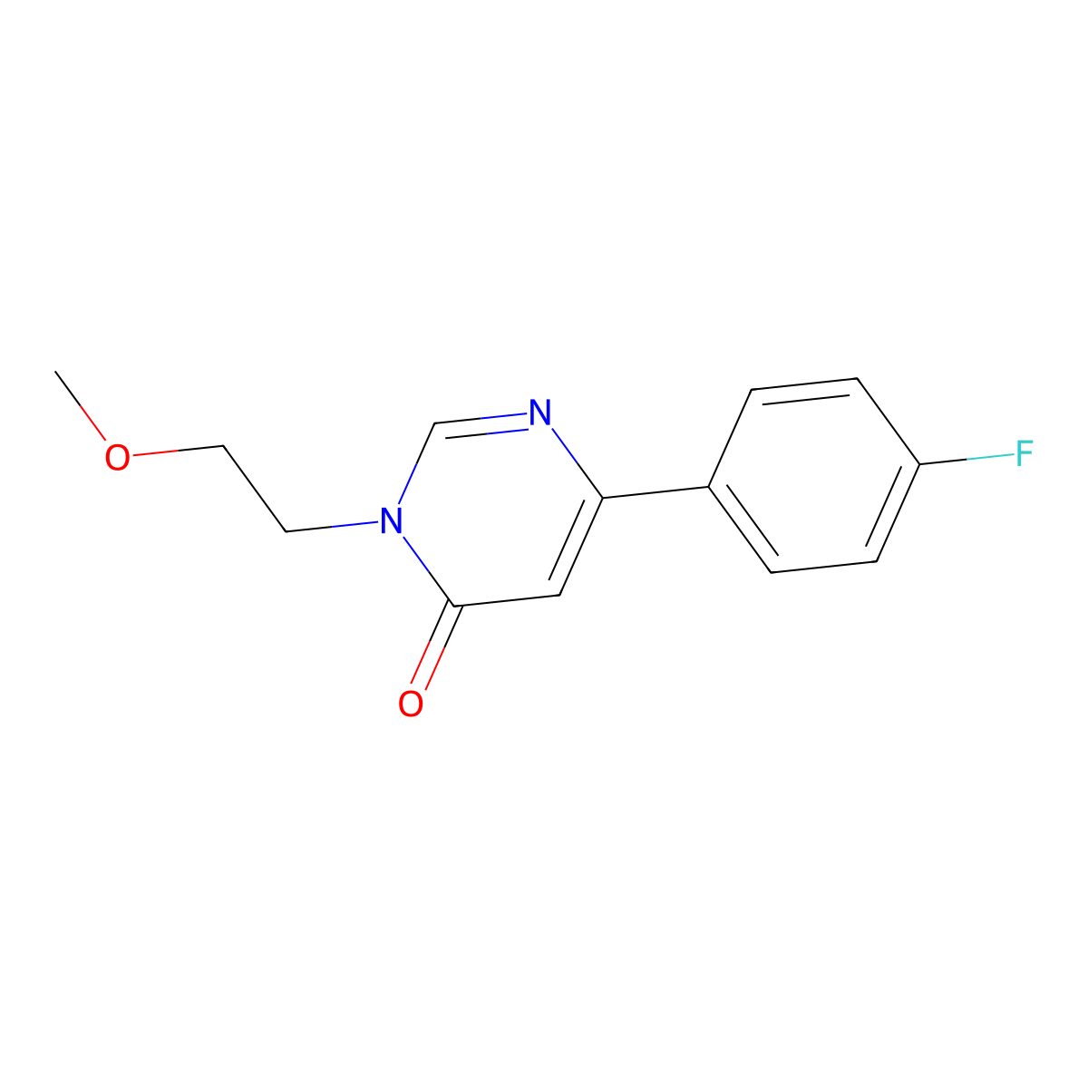 6-(4-fluorophenyl)-3-(2-methoxyethyl)pyrimidin-4(3H)-one molecular structure, CAS 1209052-87-8