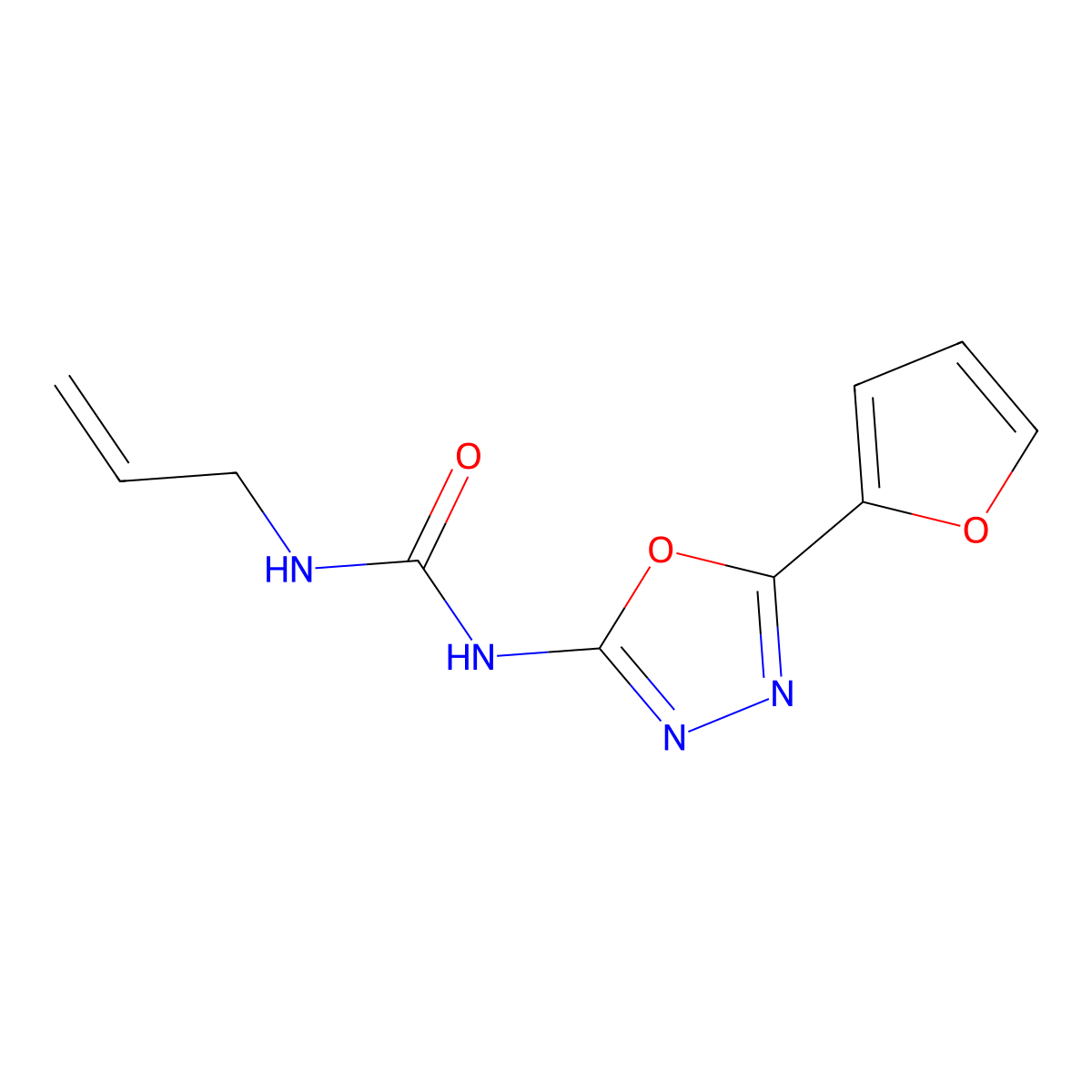 1-Allyl-3-(5-(furan-2-yl)-1,3,4-oxadiazol-2-yl)urea molecular structure, CAS 1209055-95-7