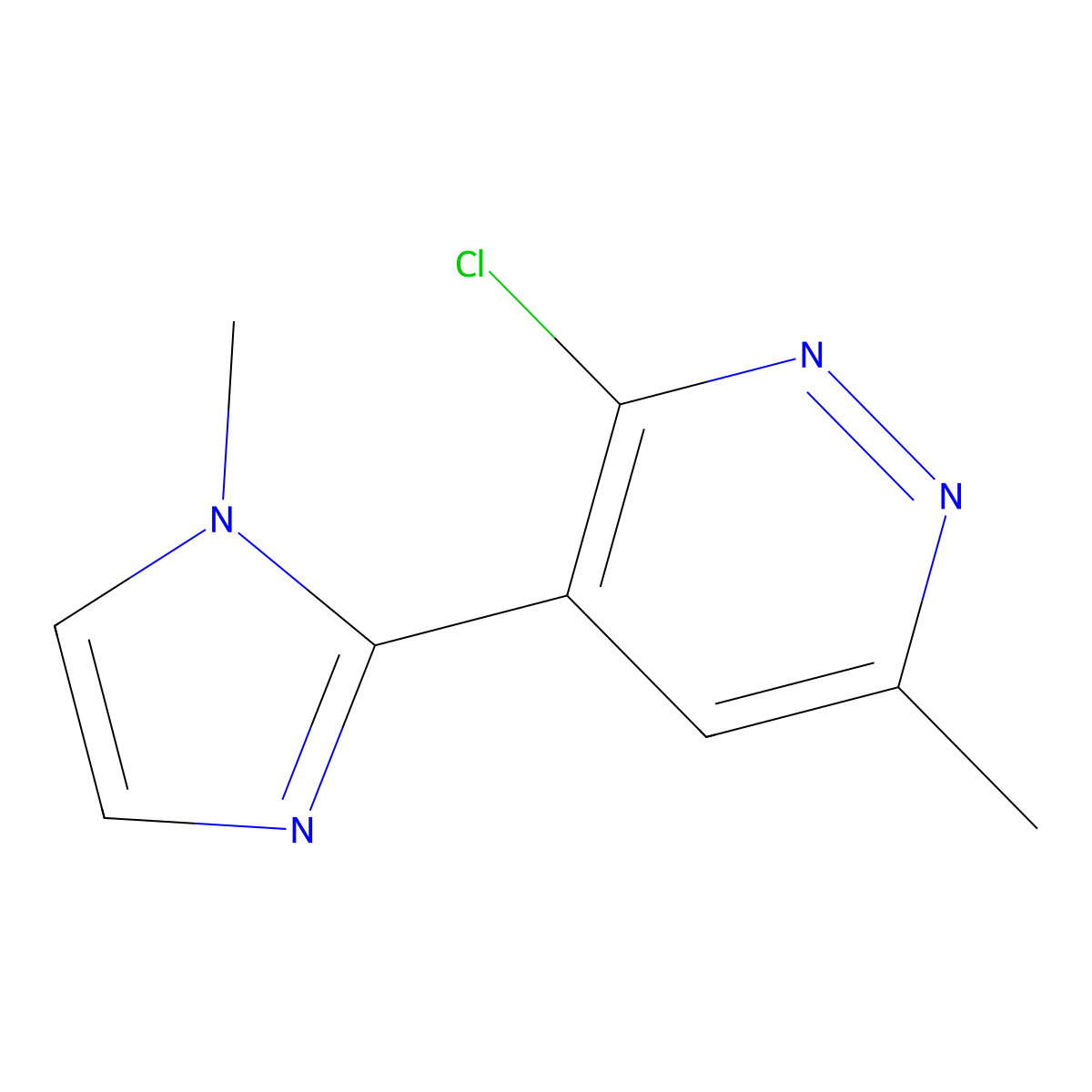 3-chloro-6-methyl-4-(1-methyl-1H-imidazol-2-yl)pyridazine molecular structure, CAS 1209062-25-8
