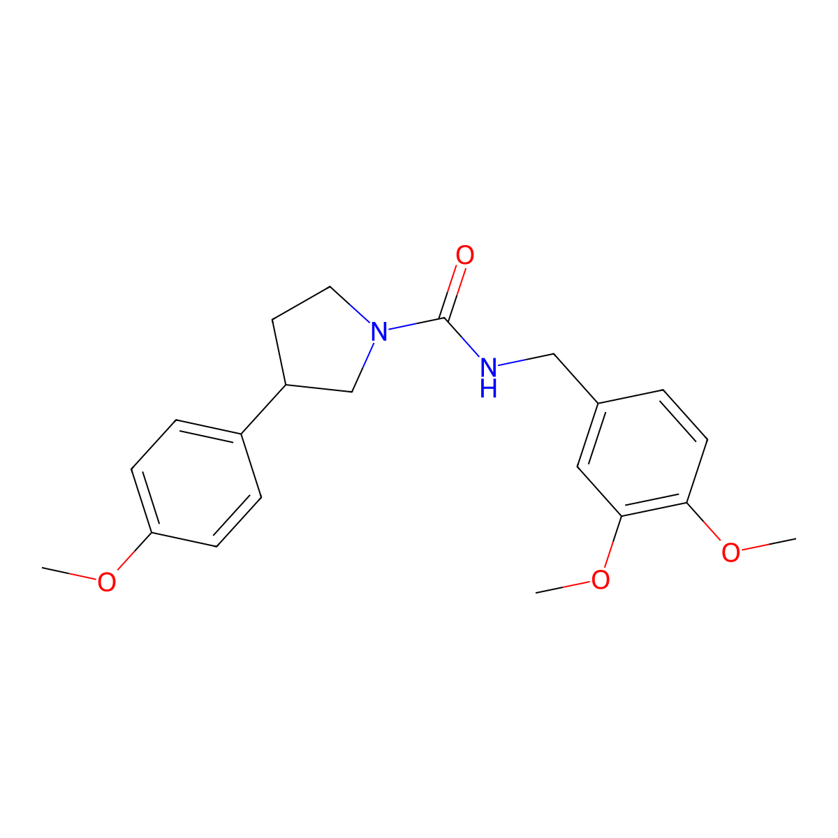 N-[(3,4-dimethoxyphenyl)methyl]-3-(4-methoxyphenyl)pyrrolidine-1-carboxamide molecular structure, CAS 1209062-80-5