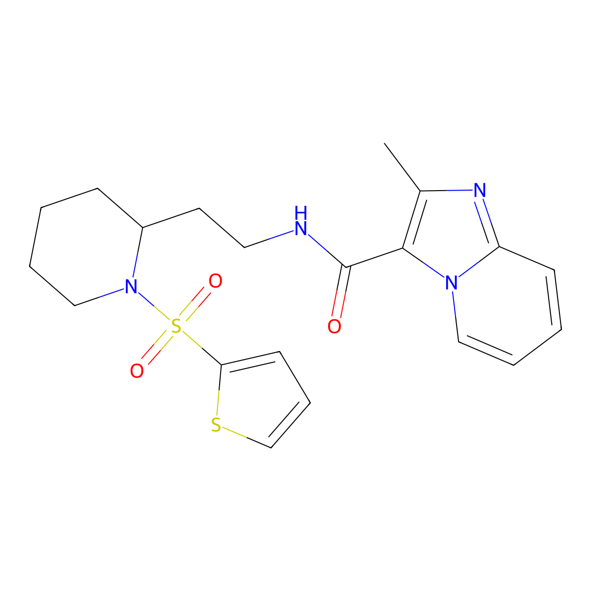 2-methyl-N-(2-(1-(thiophen-2-ylsulfonyl)piperidin-2-yl)ethyl)imidazo[1,2-a]pyridine-3-carboxamide molecular structure, CAS 1209067-06-0