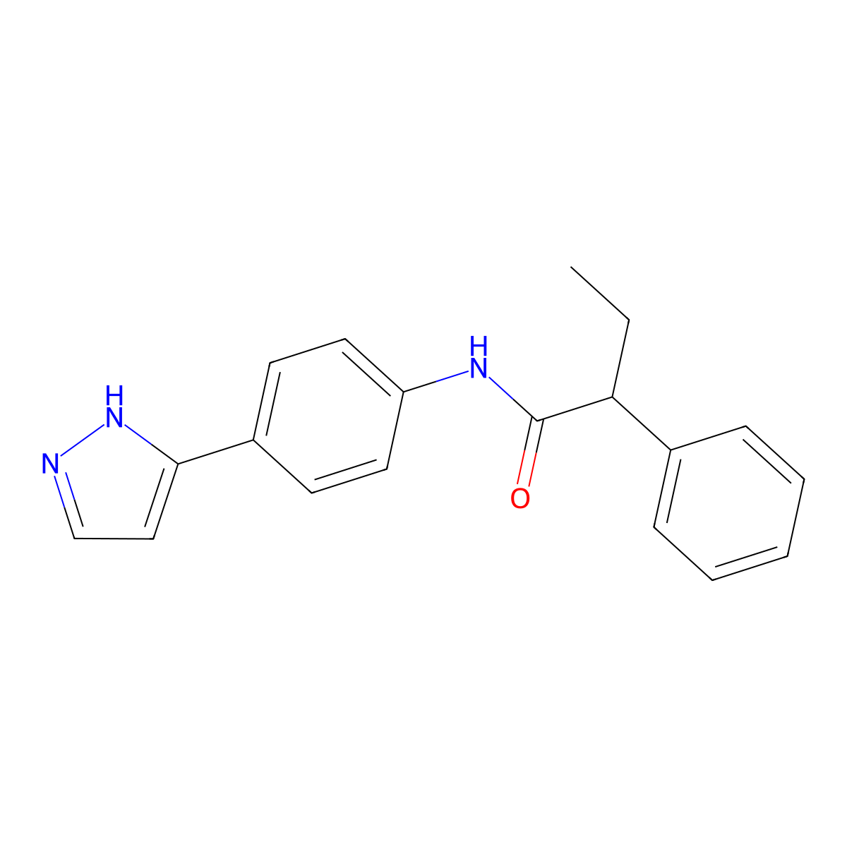 2-phenyl-N-[4-(1H-pyrazol-3-yl)phenyl]butanamide molecular structure, CAS 1209068-08-5