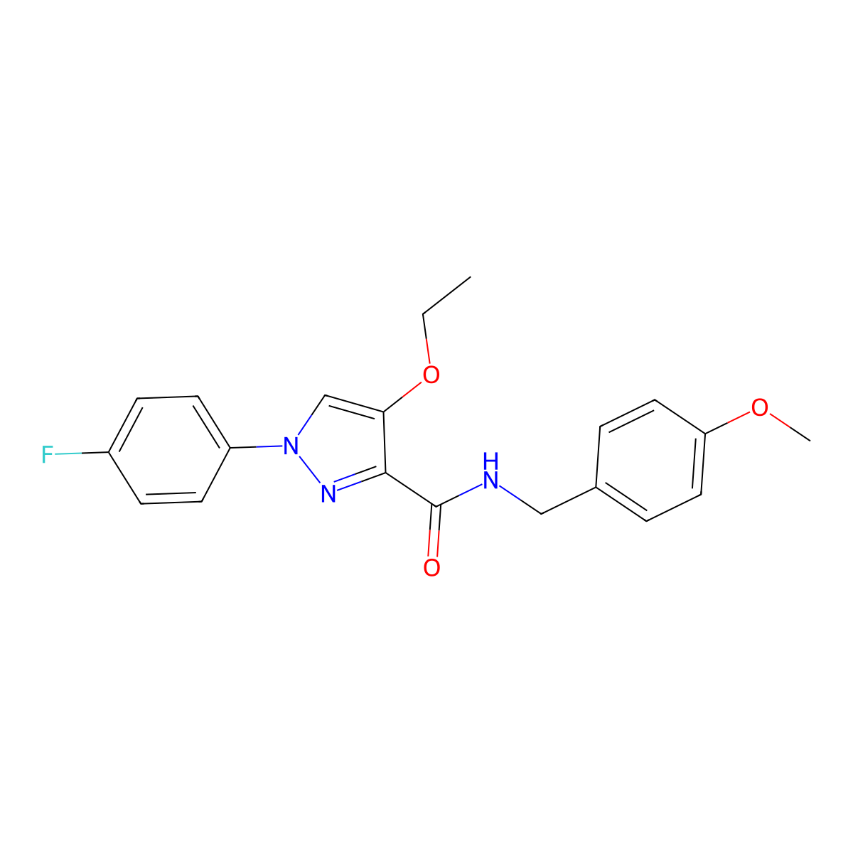 4-ethoxy-1-(4-fluorophenyl)-N-(4-methoxybenzyl)-1H-pyrazole-3-carboxamide molecular structure, CAS 1209072-94-5