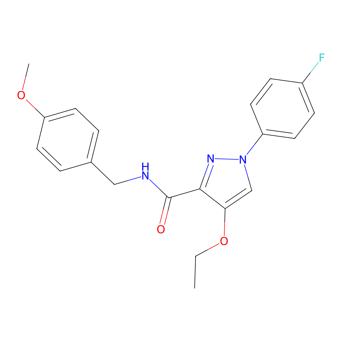 4-ethoxy-1-(4-fluorophenyl)-N-(4-methoxybenzyl)-1H-pyrazole-3-carboxamide molecular structure, CAS 1209072-94-5