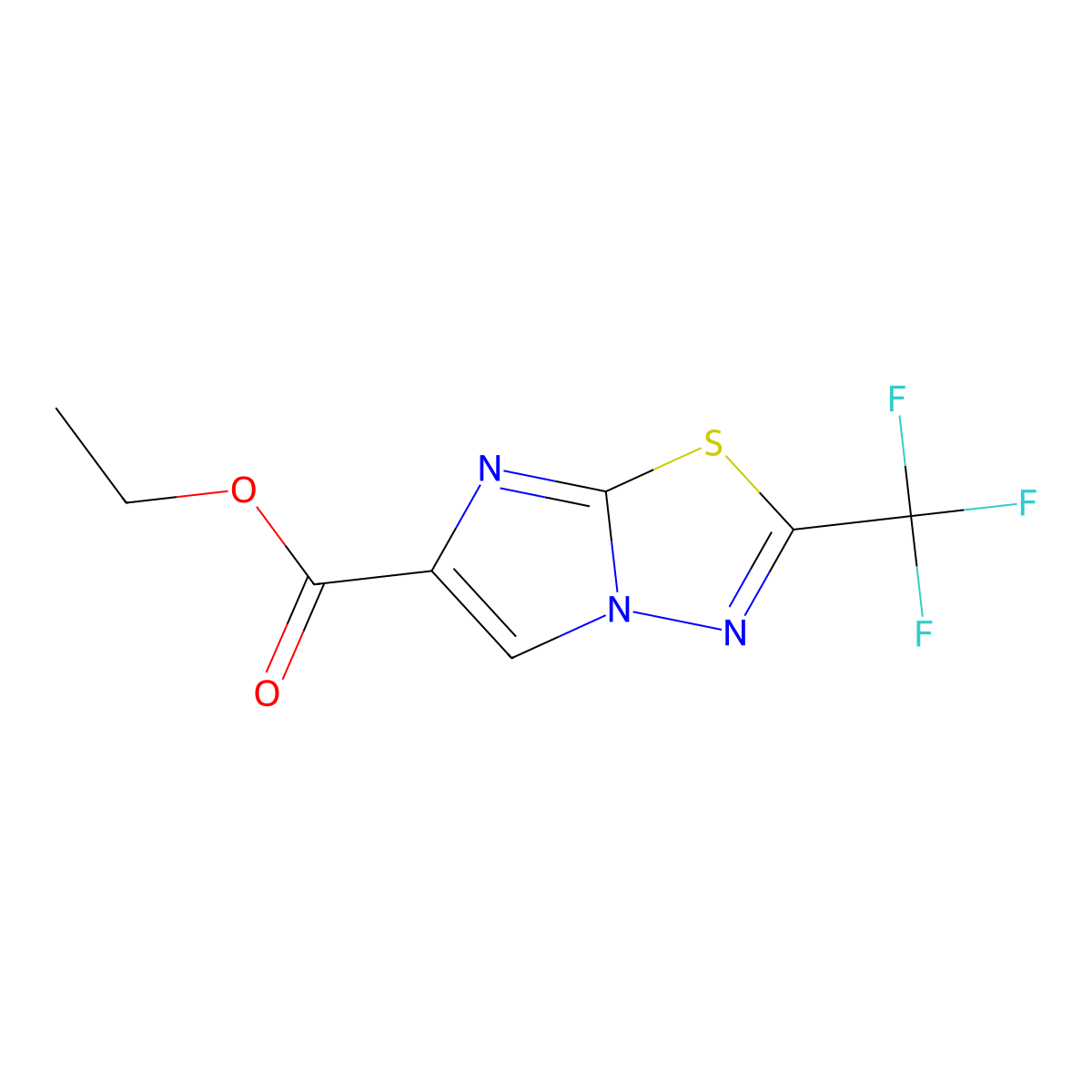 Ethyl 2-(trifluoromethyl)imidazo[2,1-b][1,3,4]thiadiazole-6-carboxylate molecular structure, CAS 1209073-83-5