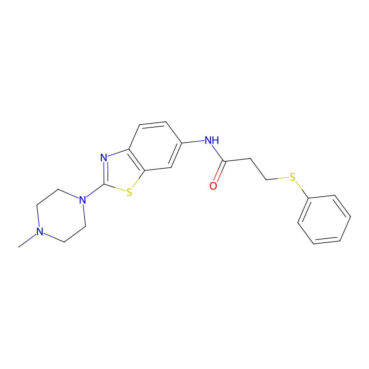 N-(2-(4-methylpiperazin-1-yl)benzo[d]thiazol-6-yl)-3-(phenylthio)propanamide molecular structure, CAS 1209075-50-2