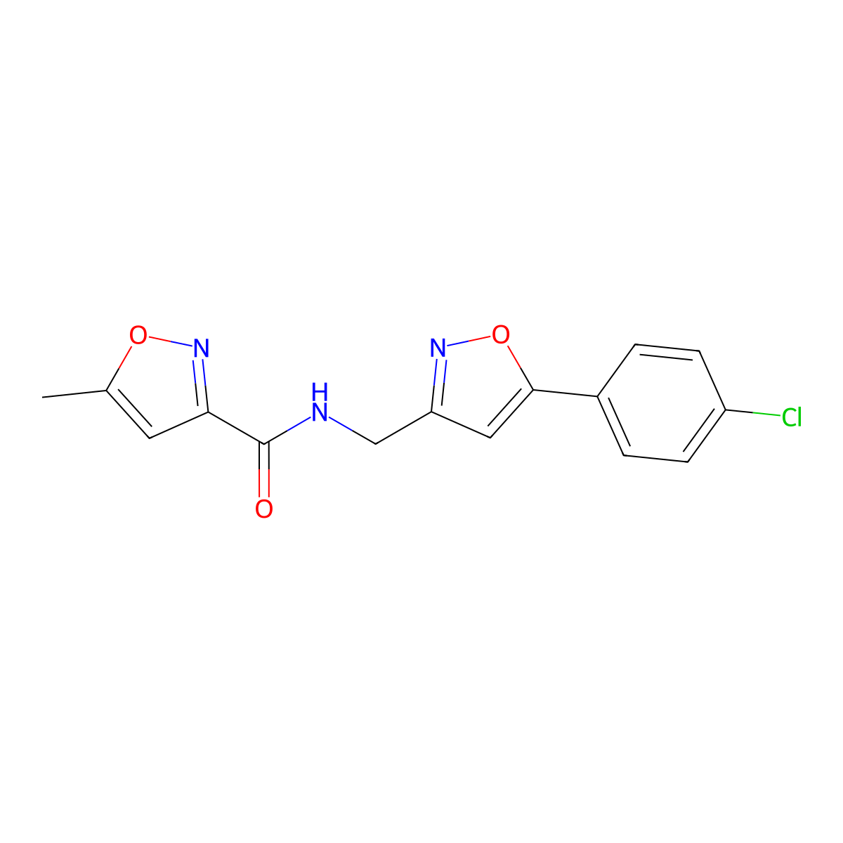 N-((5-(4-chlorophenyl)isoxazol-3-yl)methyl)-5-methylisoxazole-3-carboxamide molecular structure, CAS 1209078-92-1