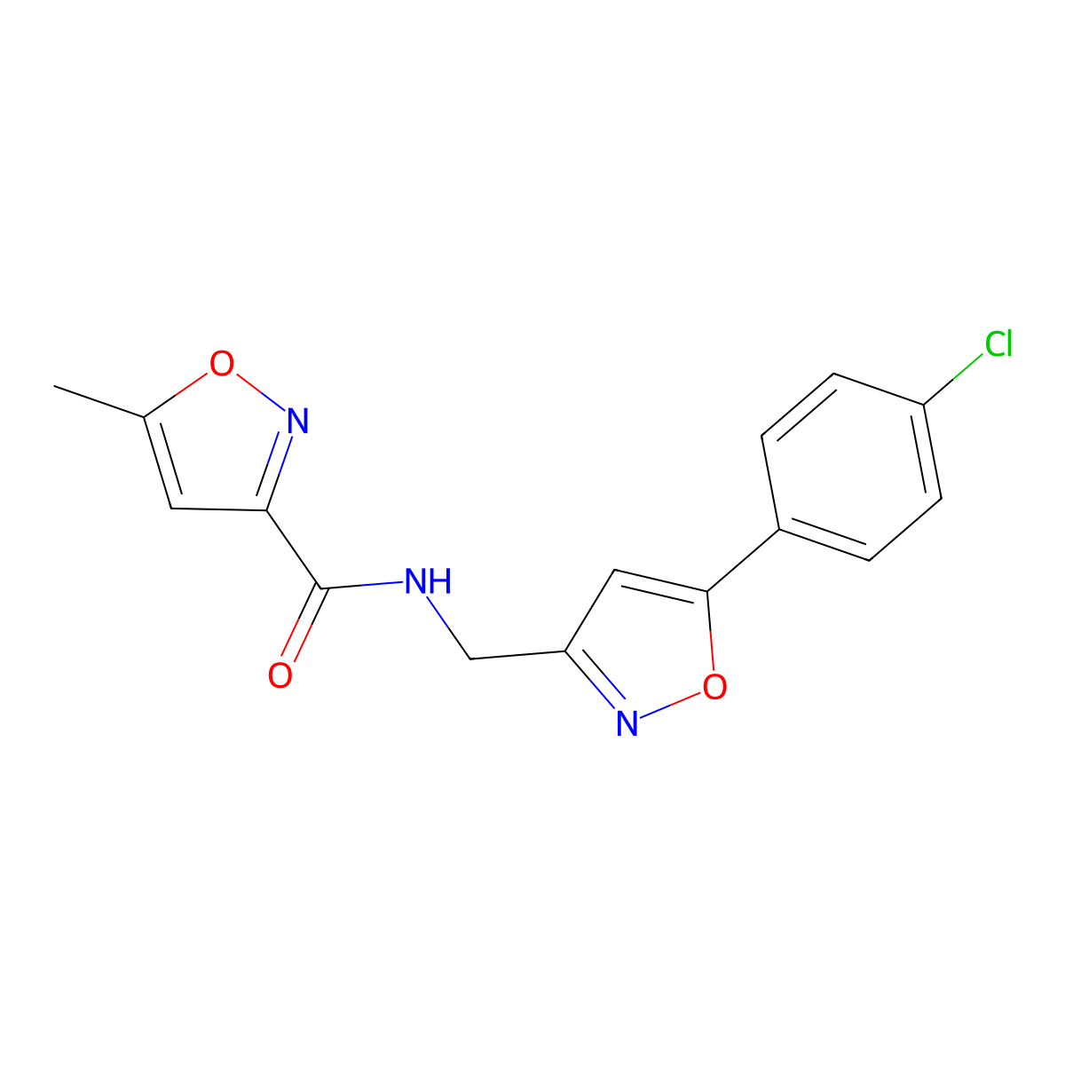 N-((5-(4-chlorophenyl)isoxazol-3-yl)methyl)-5-methylisoxazole-3-carboxamide molecular structure, CAS 1209078-92-1