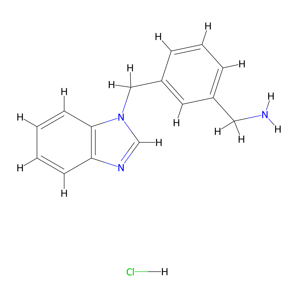 [3-(1H-1,3-benzodiazol-1-ylmethyl)phenyl]methanamine hydrochloride molecular structure, CAS 1209080-51-2