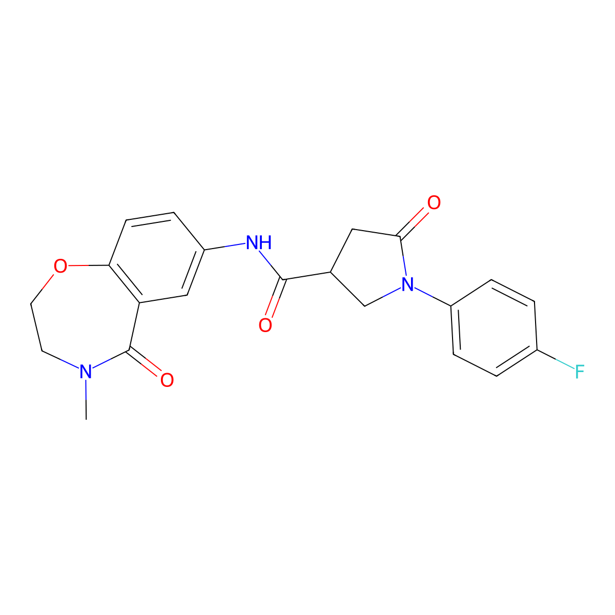 1-(4-fluorophenyl)-N-(4-methyl-5-oxo-2,3,4,5-tetrahydrobenzo[f][1,4]oxazepin-7-yl)-5-oxopyrrolidine-3-carboxamide molecular structure, CAS 1209081-87-7
