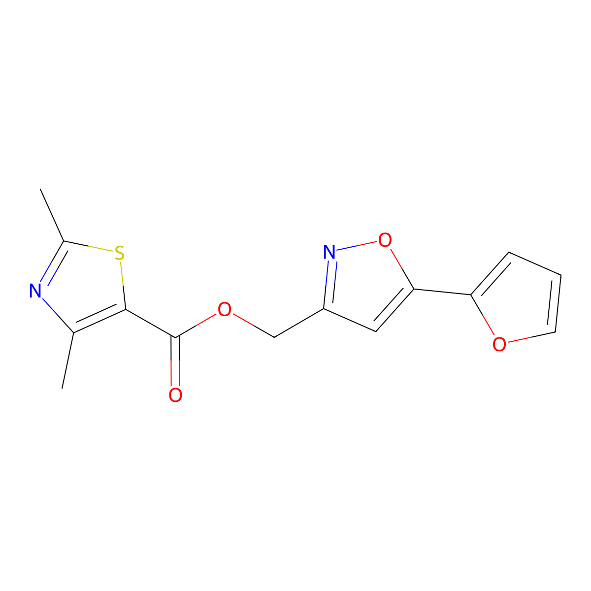 [5-(Furan-2-yl)-1,2-oxazol-3-yl]methyl 2,4-dimethyl-1,3-thiazole-5-carboxylate molecular structure, CAS 1209084-69-4