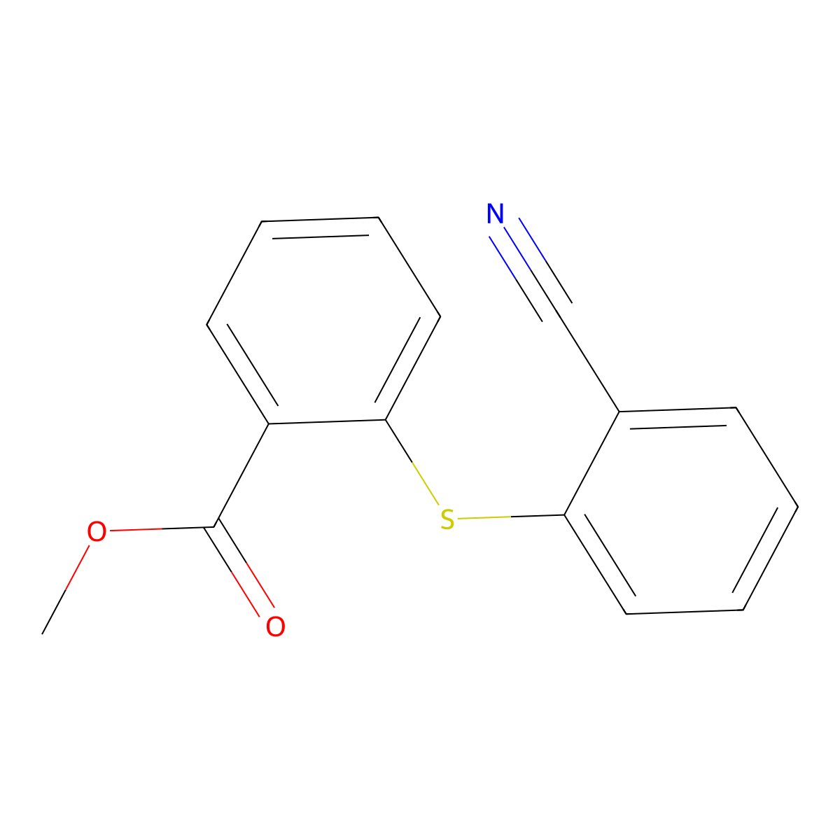 Methyl 2-[(2-cyanophenyl)thio]benzoate molecular structure, CAS 1209085-18-6