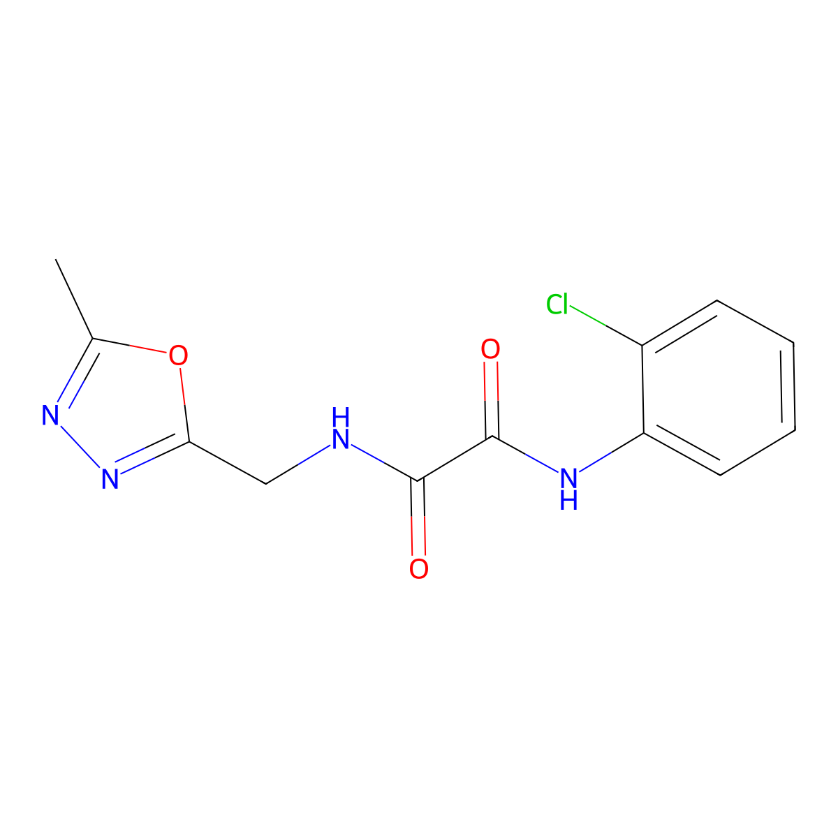 N1-(2-chlorophenyl)-N2-((5-methyl-1,3,4-oxadiazol-2-yl)methyl)oxalamide molecular structure, CAS 1209091-15-5