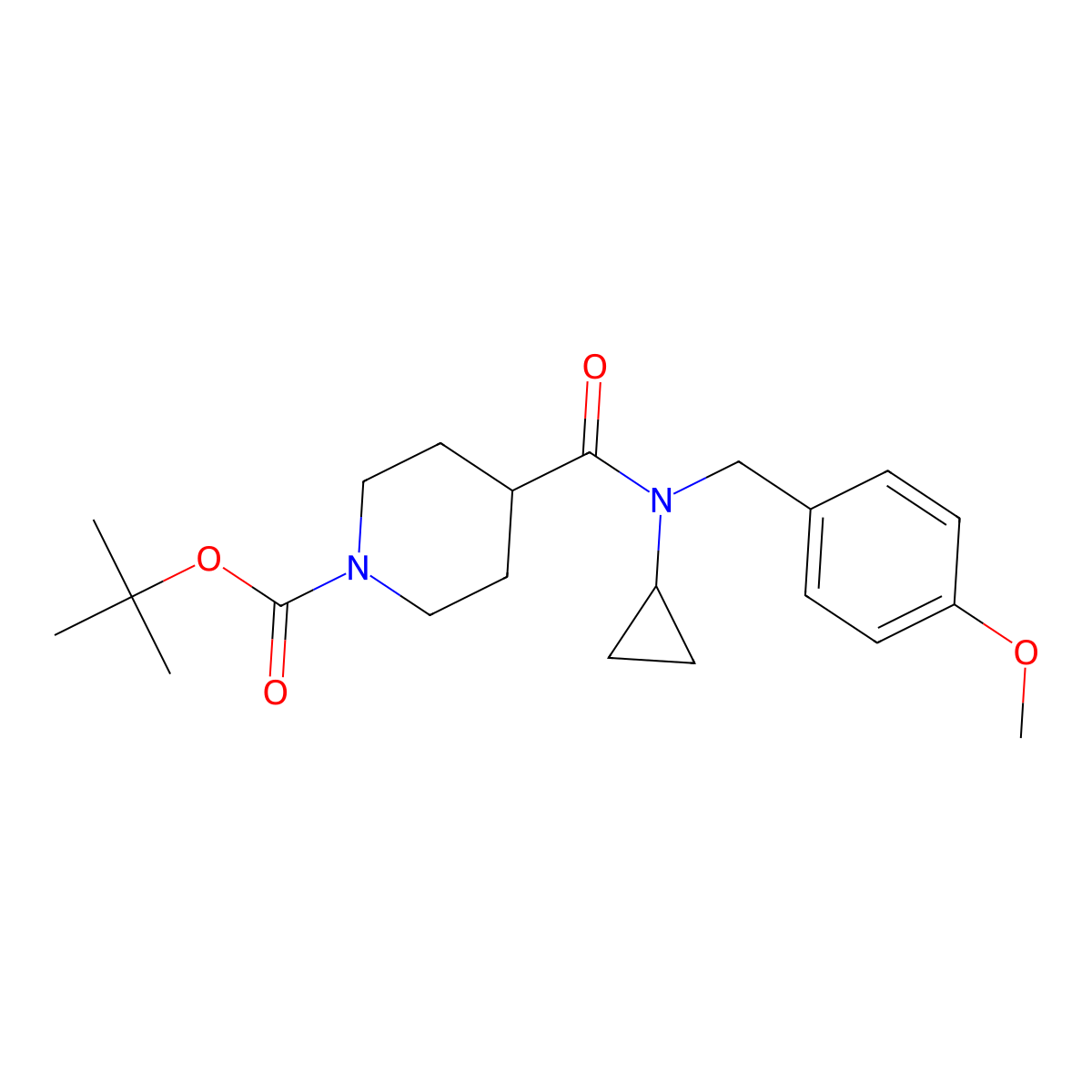 tert-Butyl 4-(cyclopropyl(4-methoxybenzyl)carbamoyl)piperidine-1-carboxylate molecular structure, CAS 1209092-77-2
