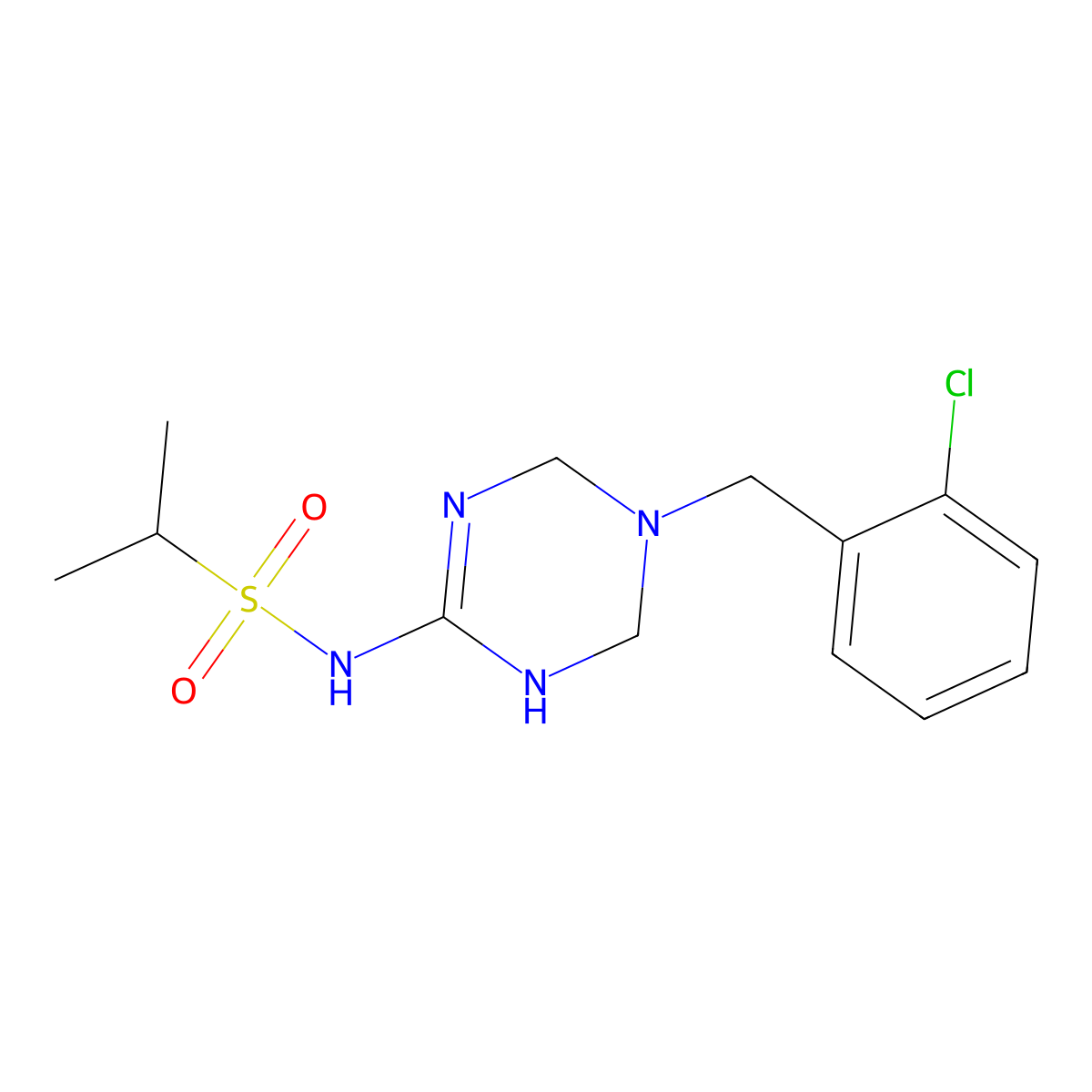N-[5-(2-chlorobenzyl)-1,4,5,6-tetrahydro-1,3,5-triazin-2-yl]-2-propanesulfonamide molecular structure, CAS 1209097-87-9