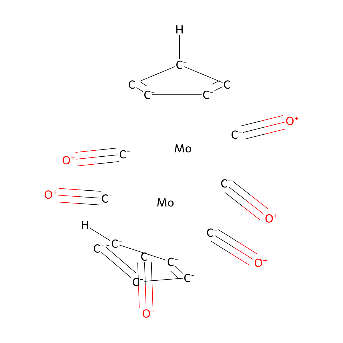 Cyclopentadienylmolybdenum(II) tricarbonyl, dimer molecular structure, CAS 12091-64-4