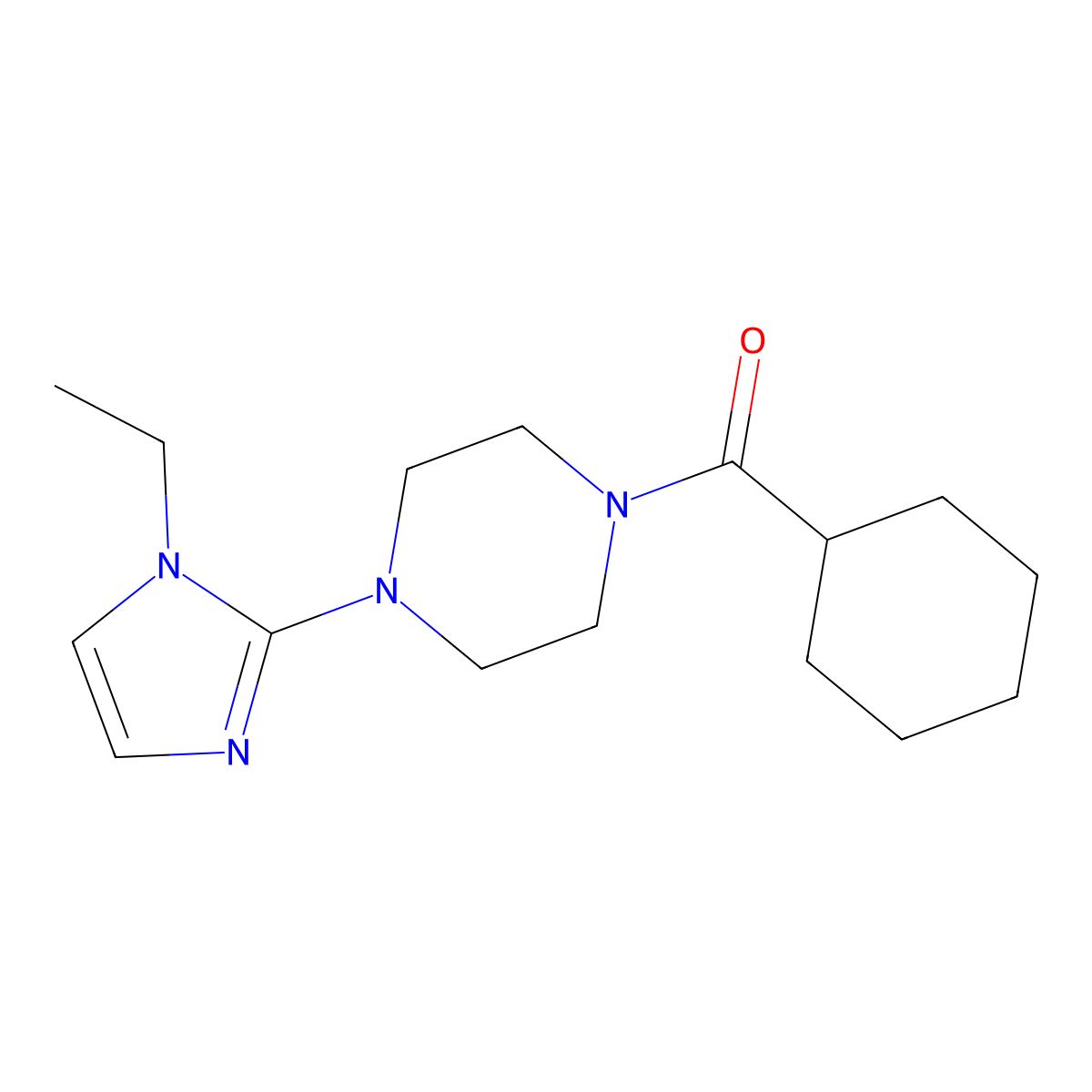 Cyclohexyl(4-(1-ethyl-1H-imidazol-2-yl)piperazin-1-yl)methanone molecular structure, CAS 1209105-75-8