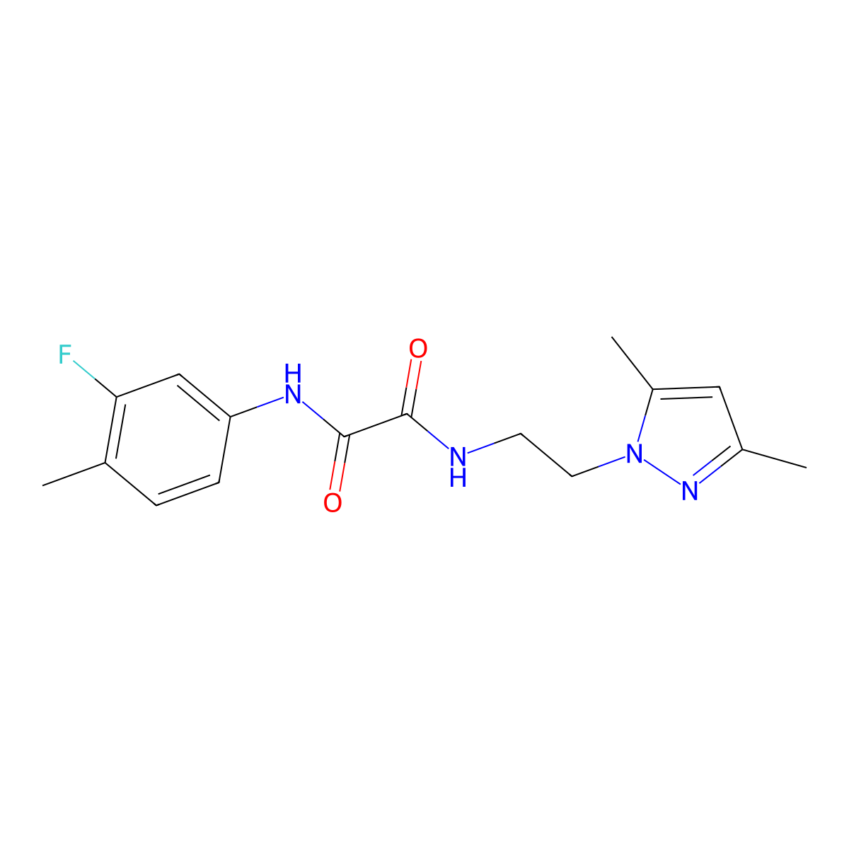 N1-(2-(3,5-dimethyl-1H-pyrazol-1-yl)ethyl)-N2-(3-fluoro-4-methylphenyl)oxalamide molecular structure, CAS 1209115-98-9