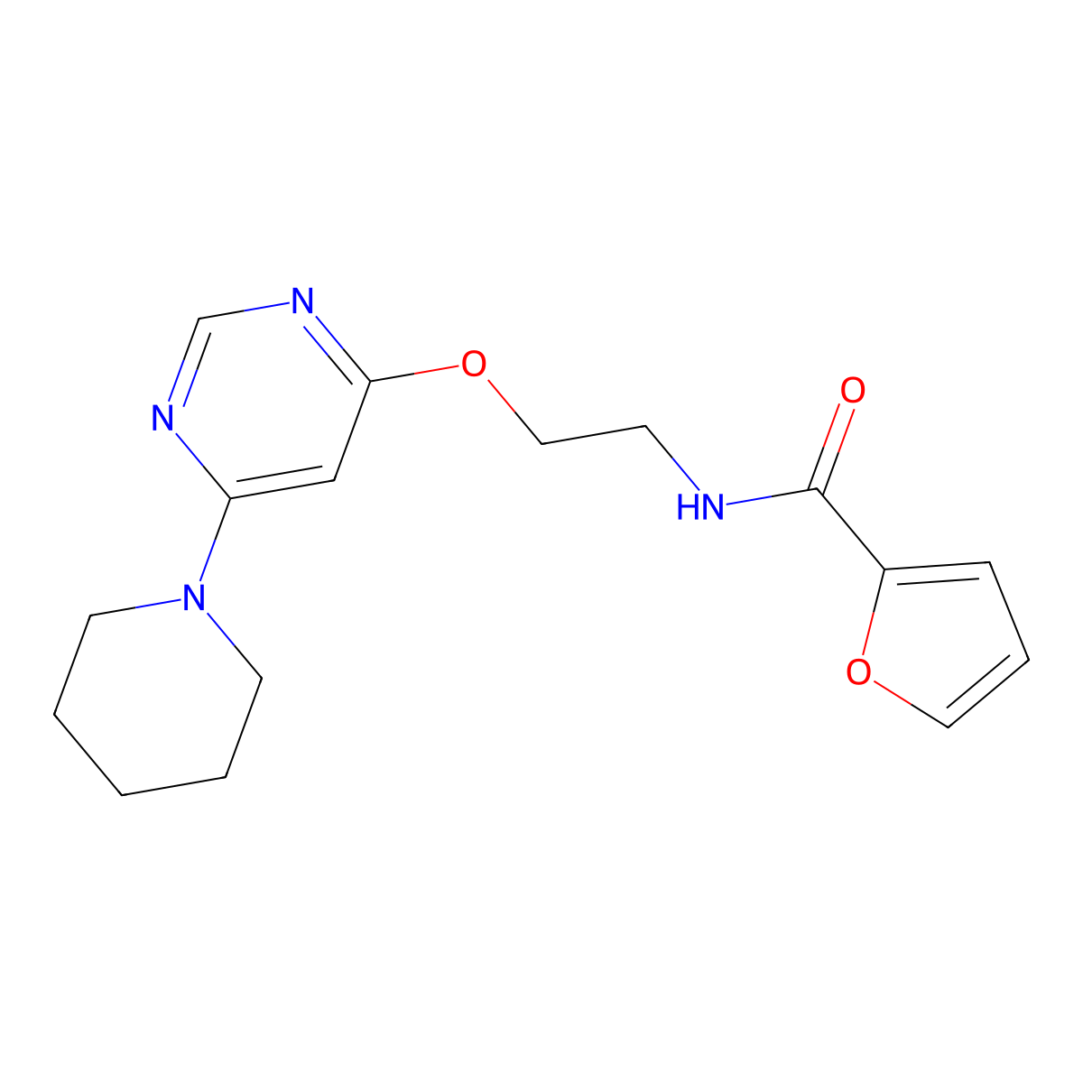 N-(2-{[6-(piperidin-1-yl)pyrimidin-4-yl]oxy}ethyl)furan-2-carboxamide molecular structure, CAS 1209117-45-2