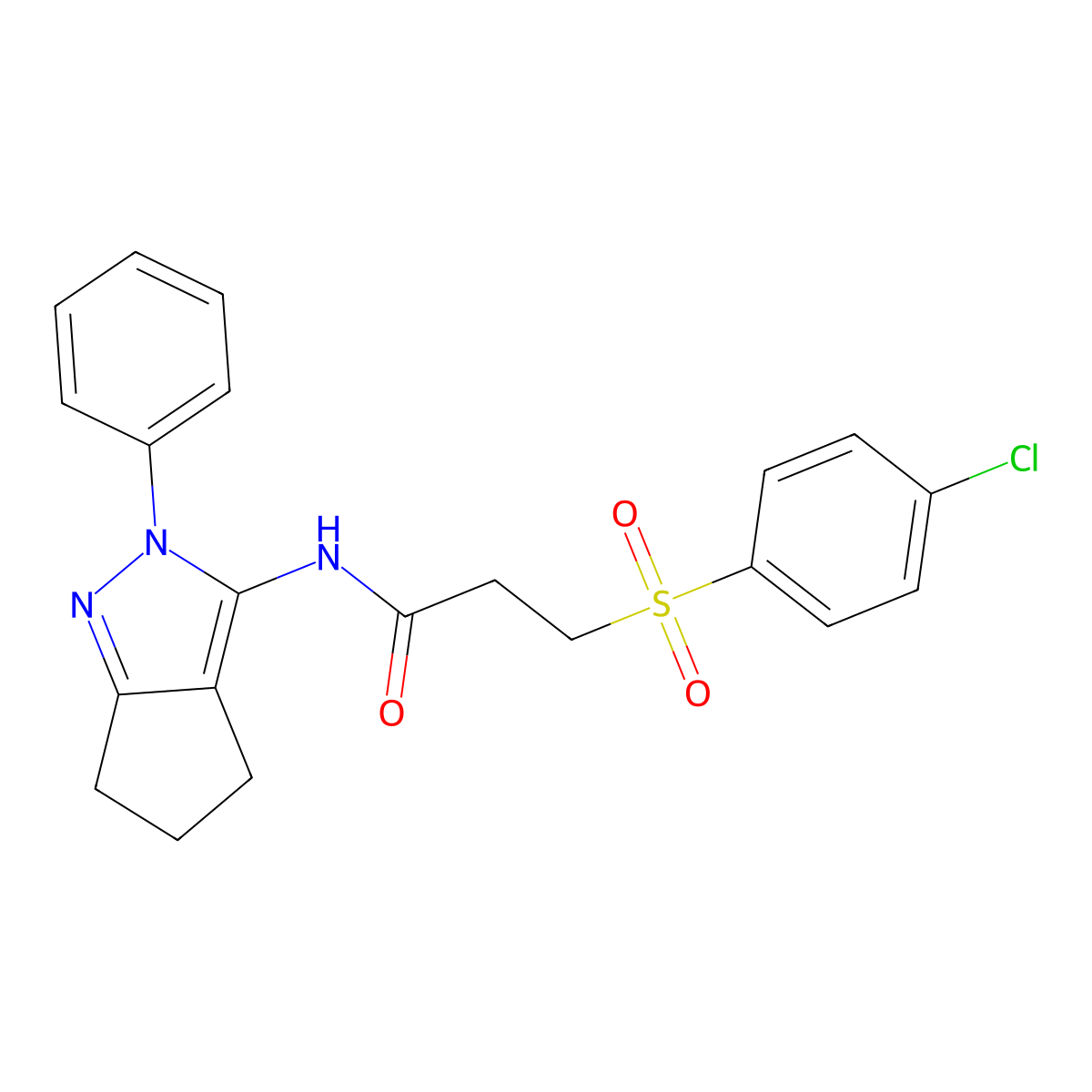 3-(4-chlorobenzenesulfonyl)-N-{2-phenyl-2H,4H,5H,6H-cyclopenta[c]pyrazol-3-yl}propanamide molecular structure, CAS 1209117-85-0