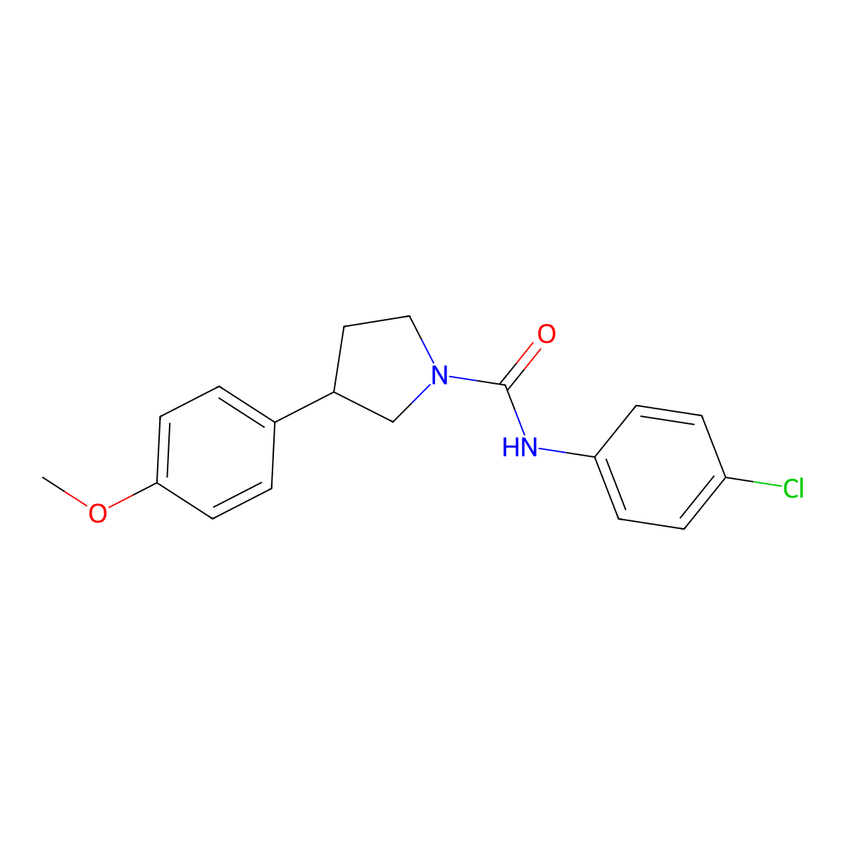 N-(4-chlorophenyl)-3-(4-methoxyphenyl)pyrrolidine-1-carboxamide molecular structure, CAS 1209120-02-4