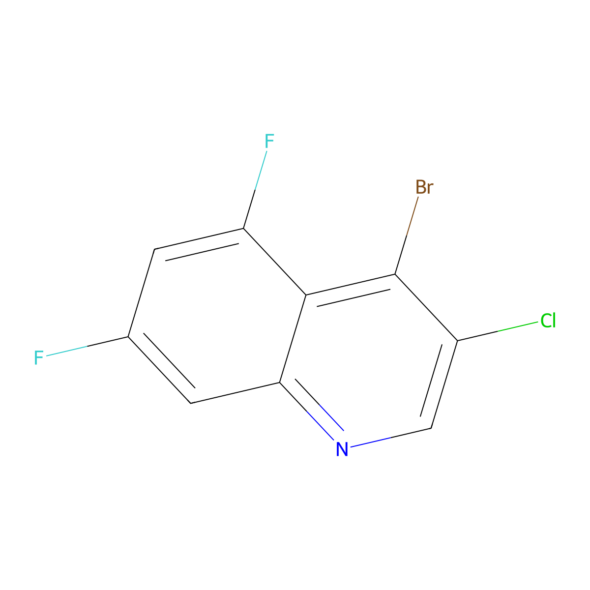 4-Bromo-3-chloro-5,7-difluoroquinoline molecular structure, CAS 1209122-08-6