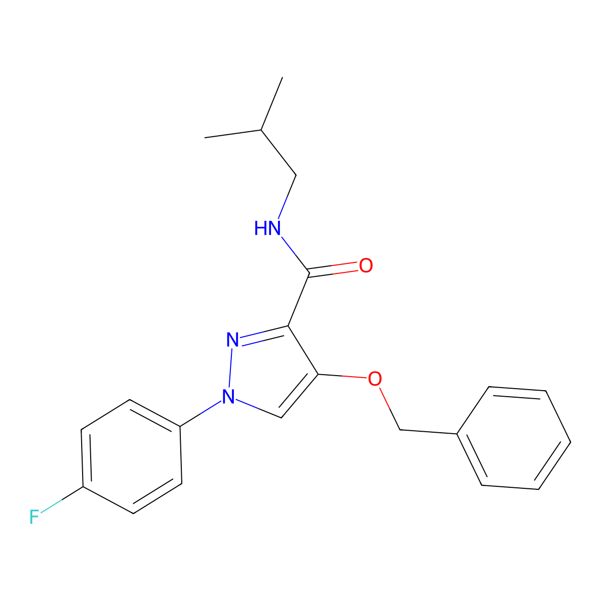 4-(benzyloxy)-1-(4-fluorophenyl)-N-isobutyl-1H-pyrazole-3-carboxamide molecular structure, CAS 1209124-36-6